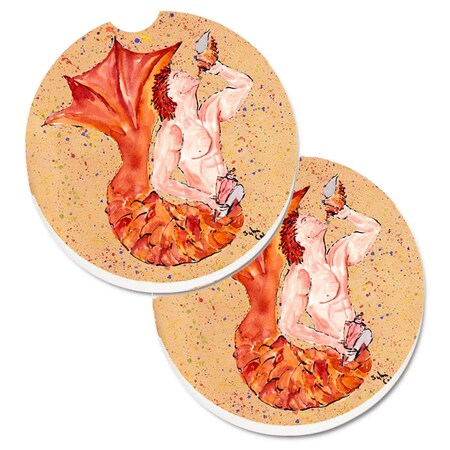 Carolines Treasures Merman Set of 2 Cup Holder Car Coaster 8346CARC